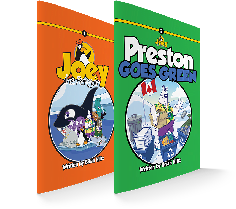 Book covers for Joey The Penguin and Preston Goes Green